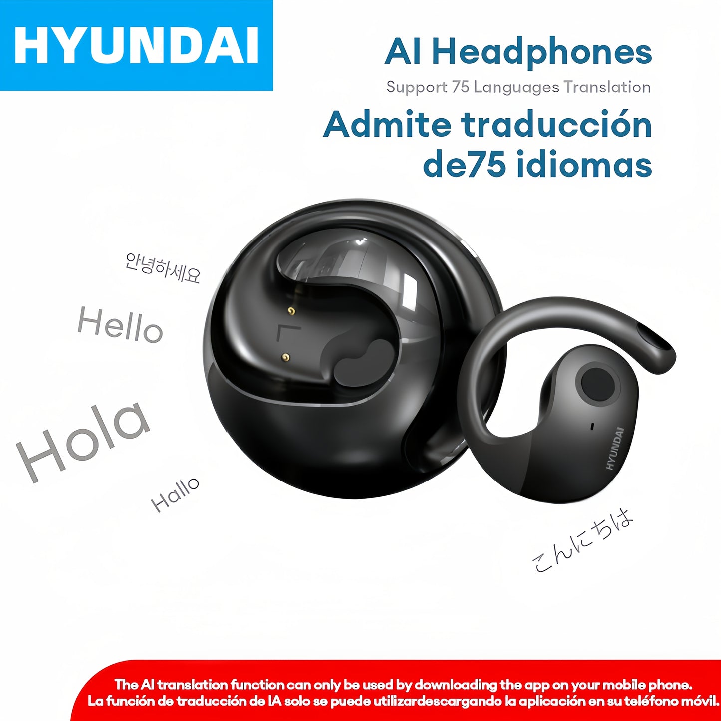HYUNDAI HY-T26PRO AI Translation Earbuds – Wireless, Noise-Cancelling, Type-C Charging
