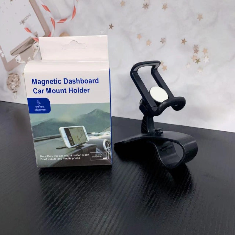 360° Dashboard Car Phone Holder – Clip-On, Rotating Design