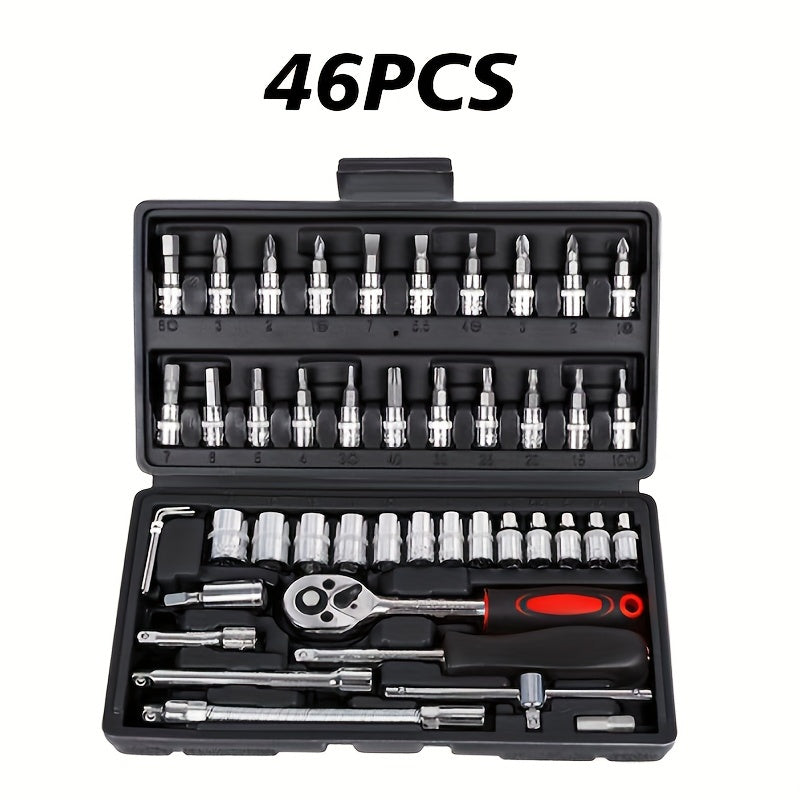 46pcs Ratchet & Repair Tool Set with Torque Wrench