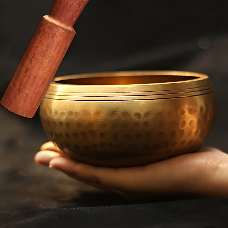 8.0 cm Black Tibetan Singing Bowl Set with Mallet – Handcrafted Metal