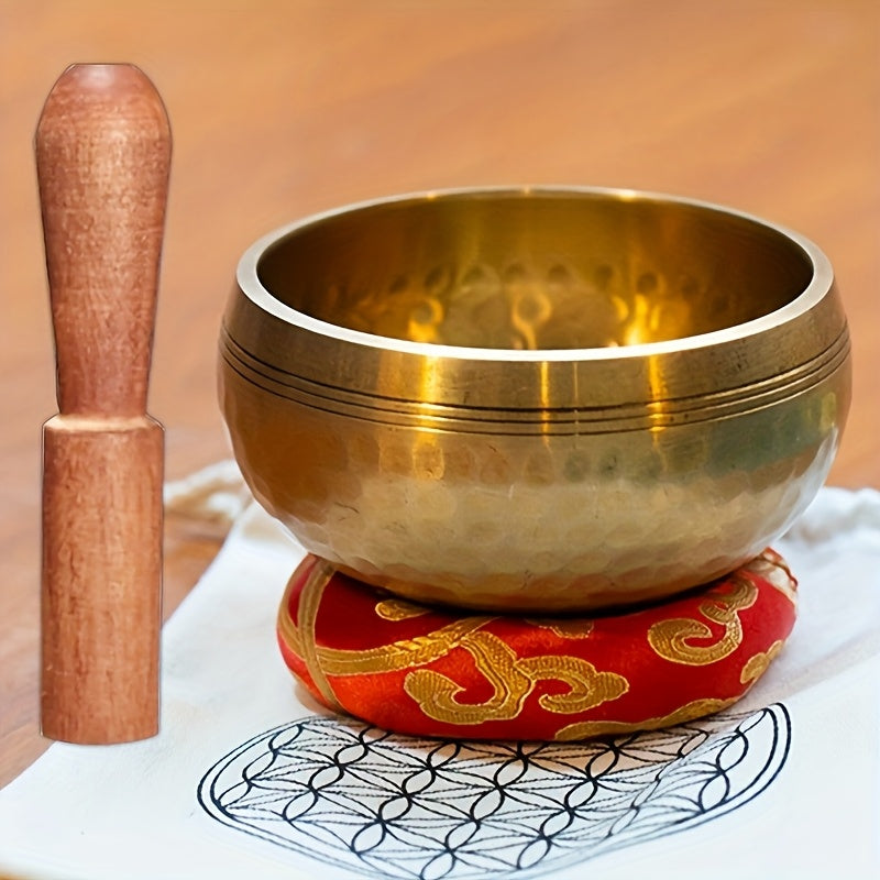 8.0 cm Black Tibetan Singing Bowl Set with Mallet – Handcrafted Metal