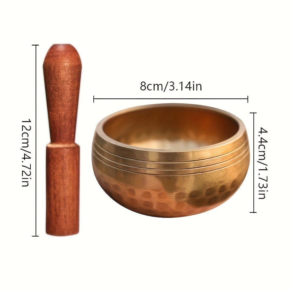 8.0 cm Black Tibetan Singing Bowl Set with Mallet – Handcrafted Metal
