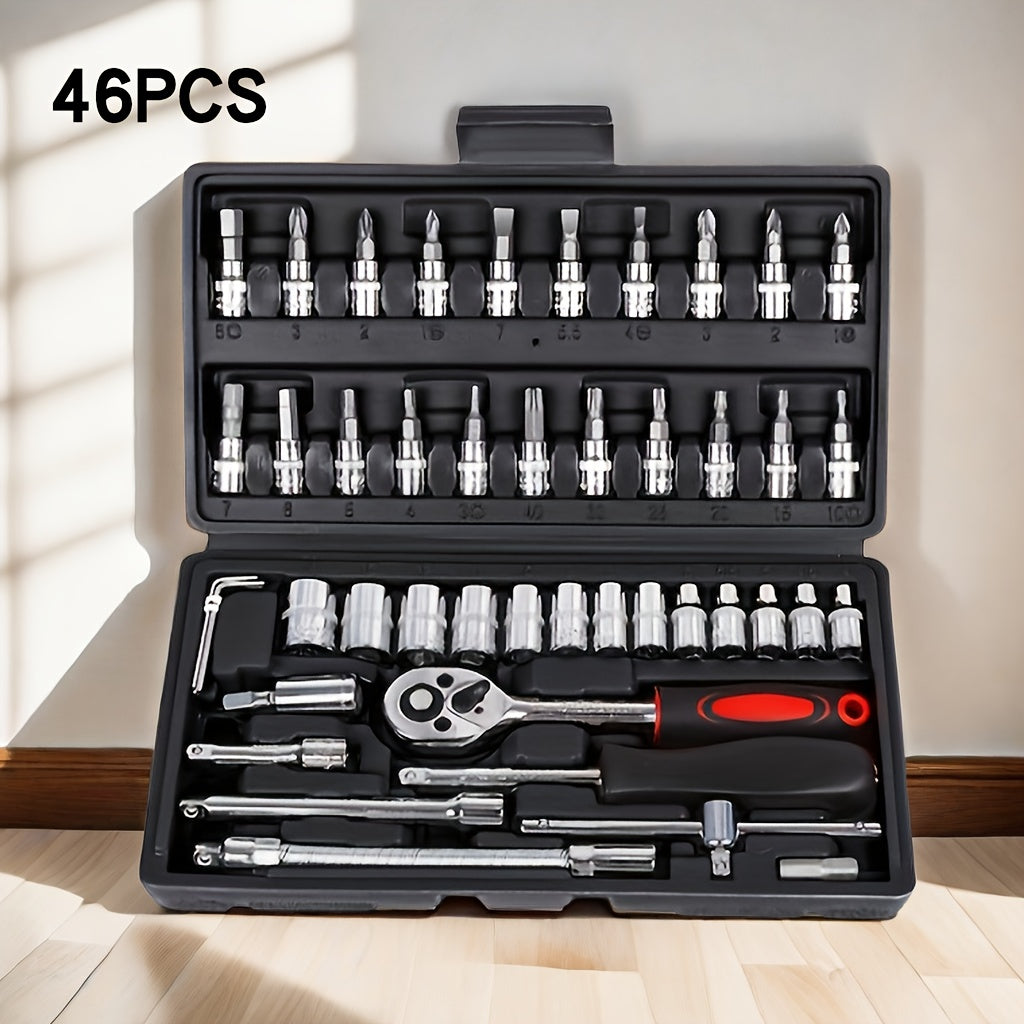 46pcs Ratchet & Repair Tool Set with Torque Wrench
