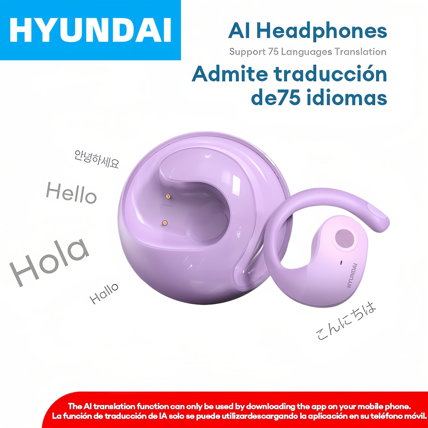 HYUNDAI HY-T26PRO AI Translation Earbuds – Wireless, Noise-Cancelling, Type-C Charging