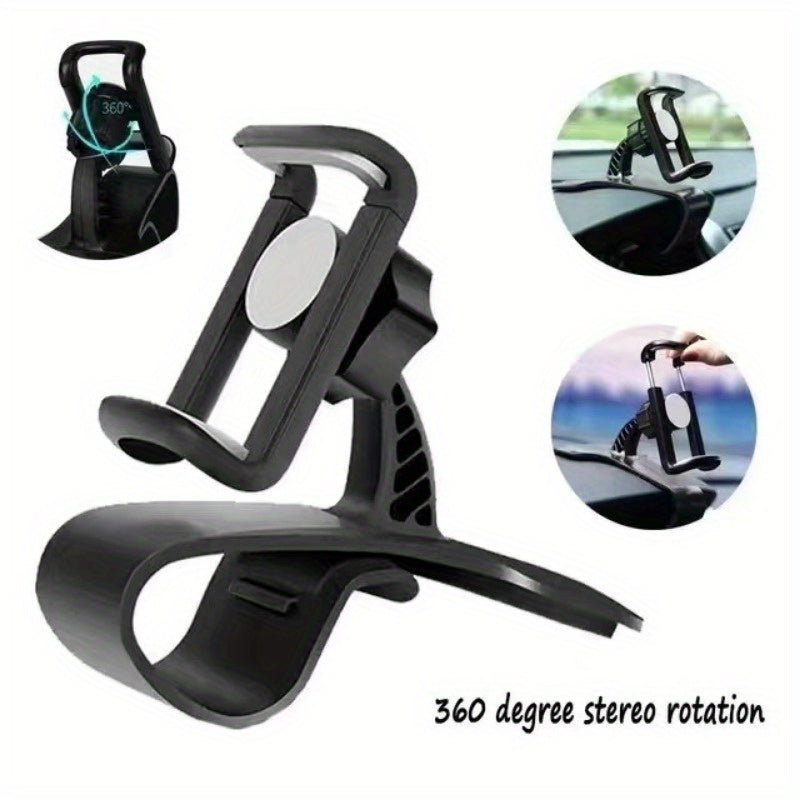 360° Dashboard Car Phone Holder – Clip-On, Rotating Design