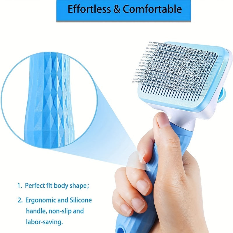 Easy-Clean Pet Brush – Blue